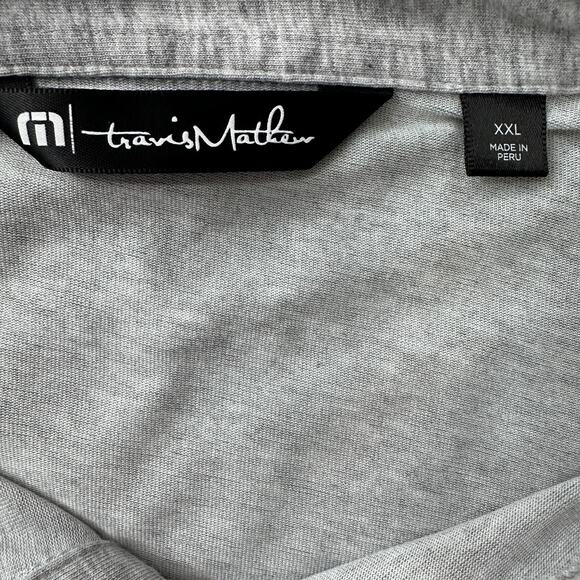 Travis Mathew Make Camp Golf Polo Shirt Men's 2XL XXL Heather Gray Floral Palm - Picture 6 of 10